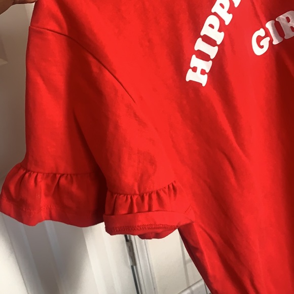 Red Ruffle Sleeve Top - Picture 3 of 3